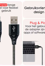 NoXx USB-C Kabels Oplaadkabel USB A naar USB C Kabel Nylon - USB A Kabel Data USB A naar USB C Kabel - 1 meter - Zwart/Wit