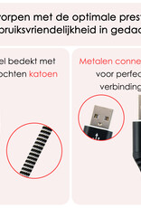 NoXx USB-C Kabels Oplaadkabel USB A naar USB C Kabel Nylon - USB A Kabel Data USB A naar USB C Kabel - 1 meter - Zwart/Wit