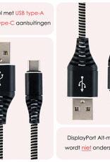 NoXx USB-C Kabels Oplaadkabel USB A naar USB C Kabel Nylon - USB C Kabel Data - USB A naar USB C Kabel - 2 meter - Zwart/Wit