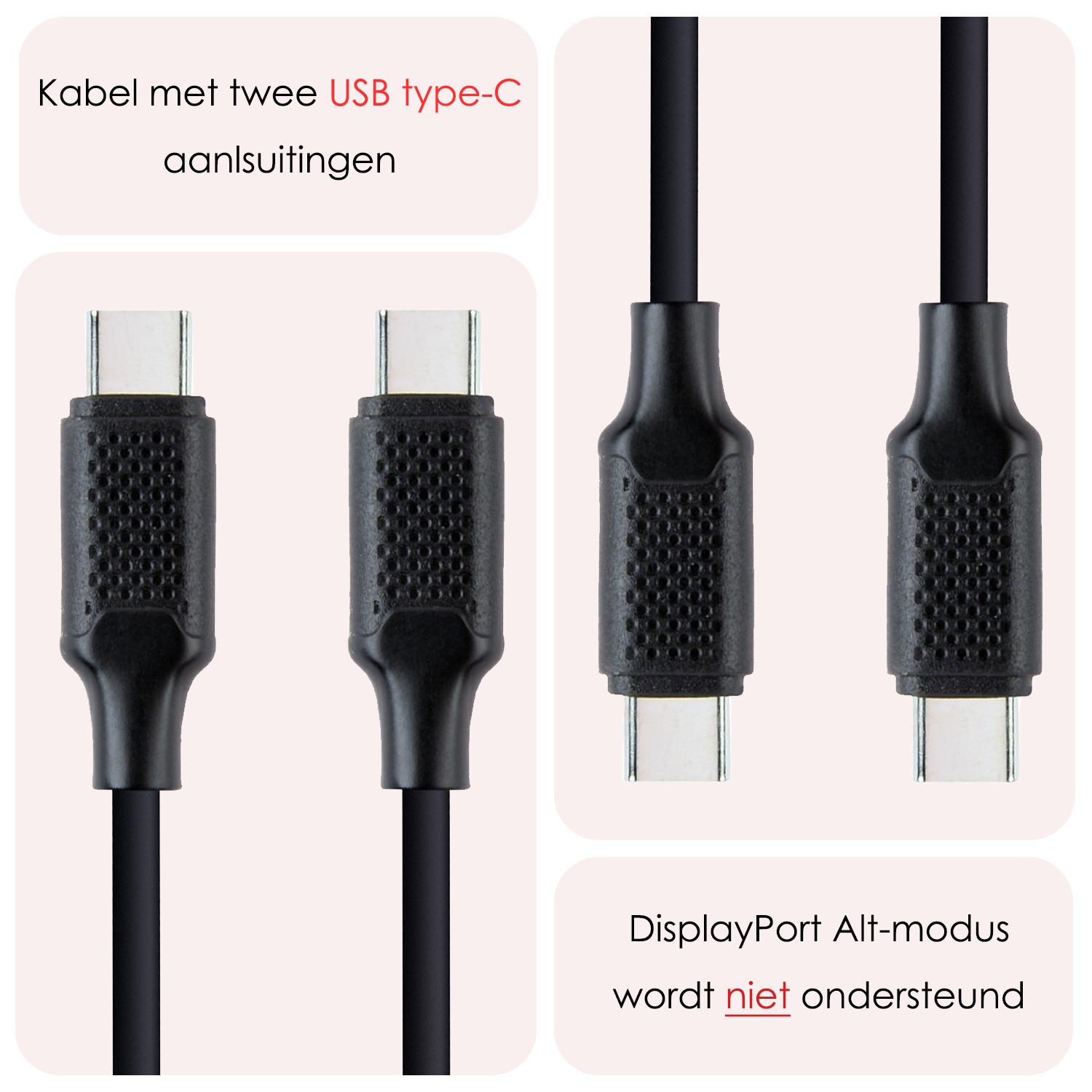 NoXx USB-C Kabels Oplaadkabel (60W) USB C naar USB C Kabel - USB C Kabel Data - USB C naar USB C Kabel - 1,5 meter - Zwart