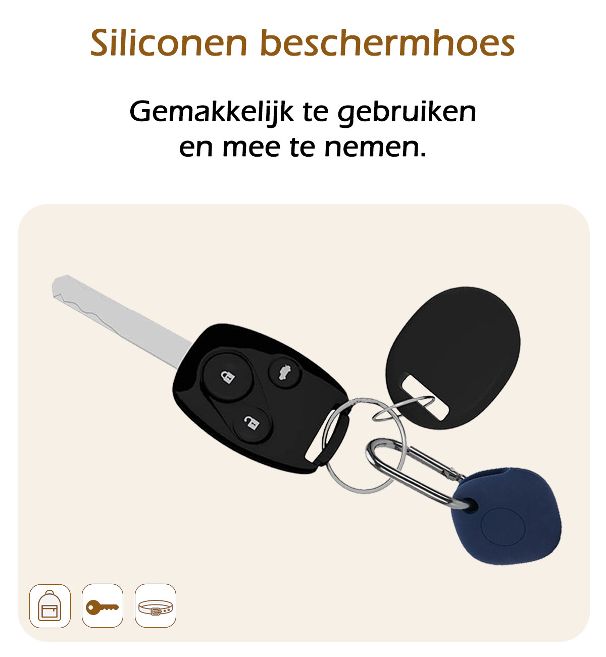 Nomfy Hoesje Geschikt voor Samsung Galaxy SmartTag Sleutelhanger Hoes Hoesje Siliconen - Siliconen Hoesje Geschikt voor Samsung Galaxy SmartTag-Sleutelhanger Hoesje - Donkerblauw