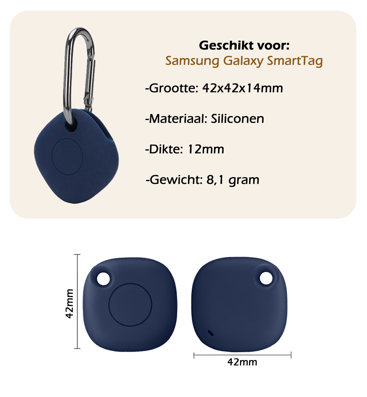 Nomfy Hoesje Geschikt voor Samsung Galaxy SmartTag Sleutelhanger Hoes Hoesje Siliconen - Siliconen Hoesje Geschikt voor Samsung Galaxy SmartTag-Sleutelhanger Hoesje - Donkerblauw