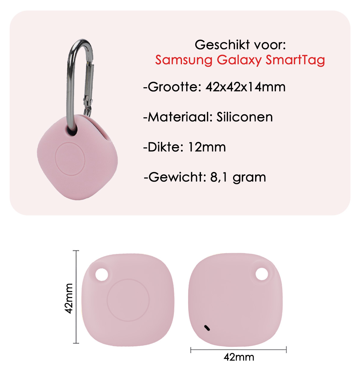 NoXx Hoesje Geschikt voor Samsung Galaxy SmartTag-Sleutelhanger Houder Siliconen Hoes - Hoes Geschikt voor Samsung Galaxy SmartTag Hoesje - Roze
