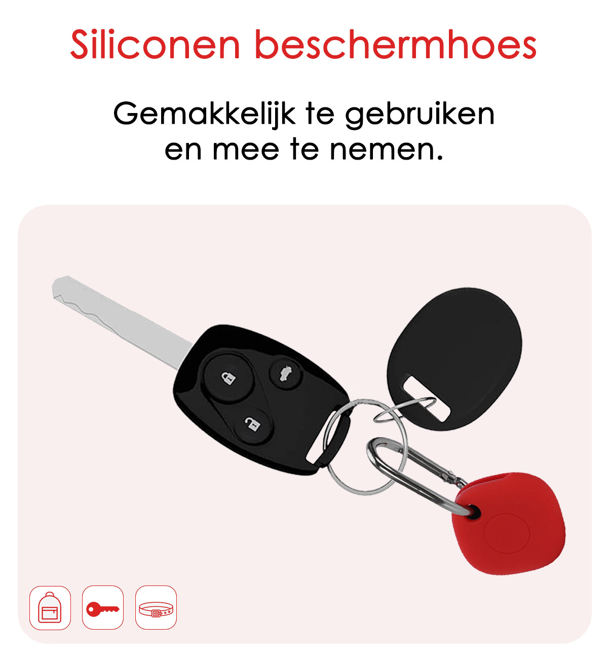 NoXx Hoesje Geschikt voor Samsung Galaxy SmartTag-Sleutelhanger Houder Siliconen Hoes - Hoes Geschikt voor Samsung Galaxy SmartTag Hoesje - Rood