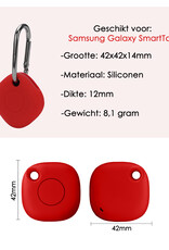 NoXx Hoesje Geschikt voor Samsung Galaxy SmartTag-Sleutelhanger Houder Siliconen Hoes - Hoes Geschikt voor Samsung Galaxy SmartTag Hoesje - Rood