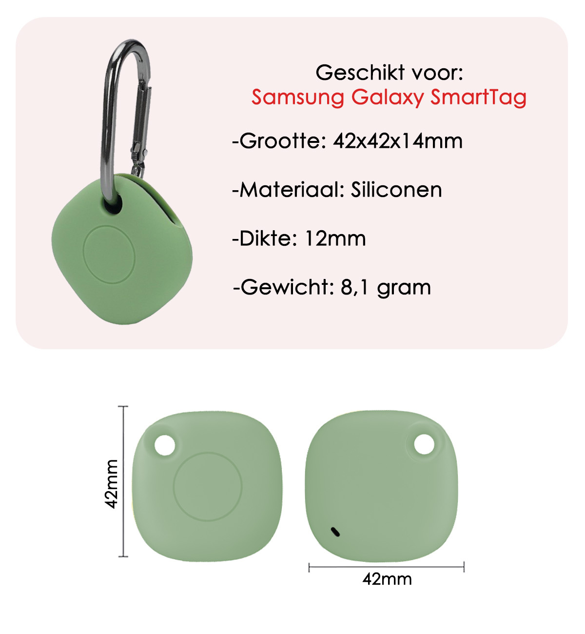 NoXx Hoesje Geschikt voor Samsung Galaxy SmartTag-Sleutelhanger Houder Siliconen Hoes - Hoes Geschikt voor Samsung Galaxy SmartTag Hoesje - Groen