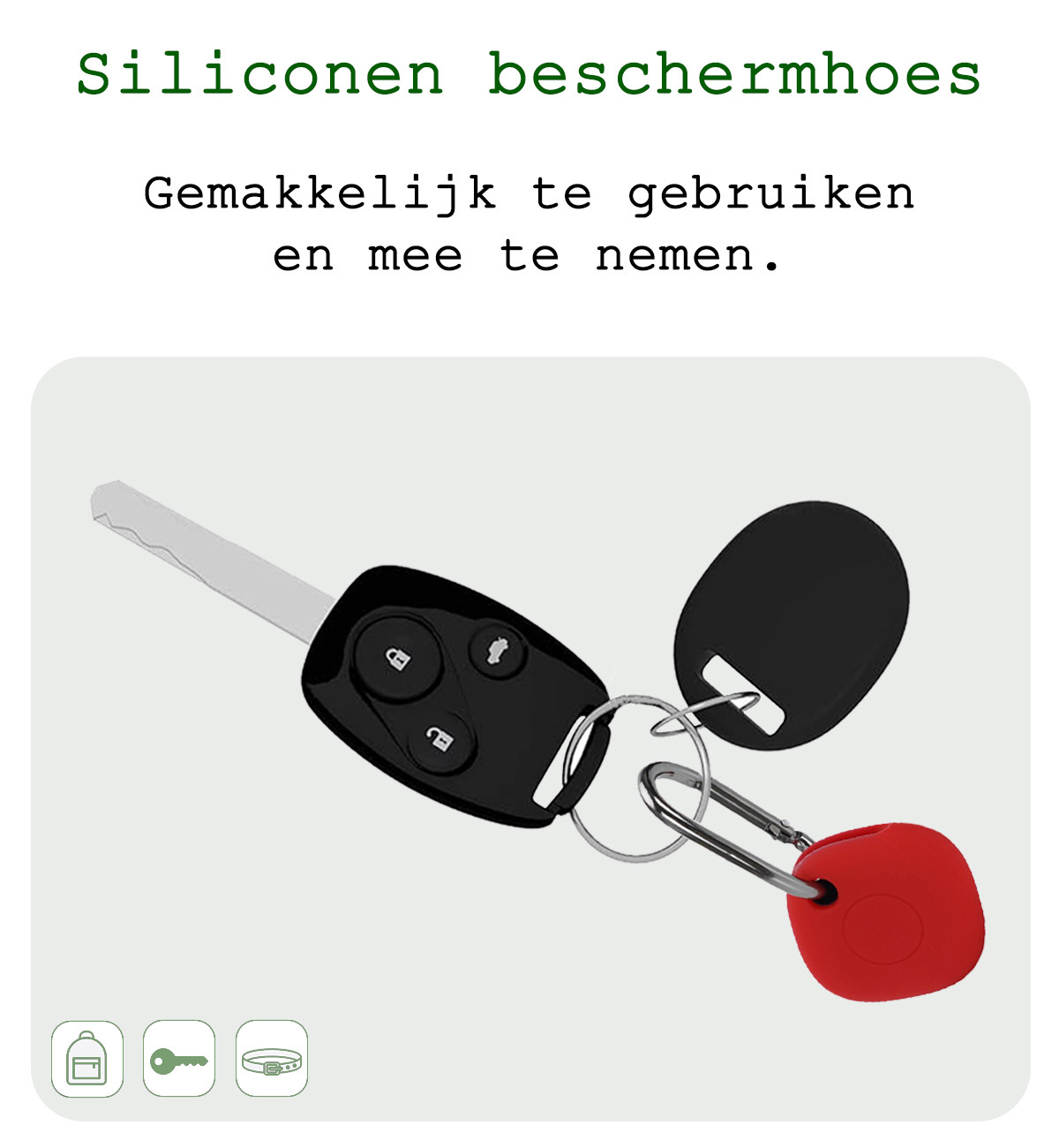 BASEY. Hoesje Geschikt voor Samsung Galaxy SmartTag Sleutelhanger Hoesje - Siliconen Houder Hoesje Geschikt voor Samsung Galaxy SmartTag Hoes Hoesje Case - Rood