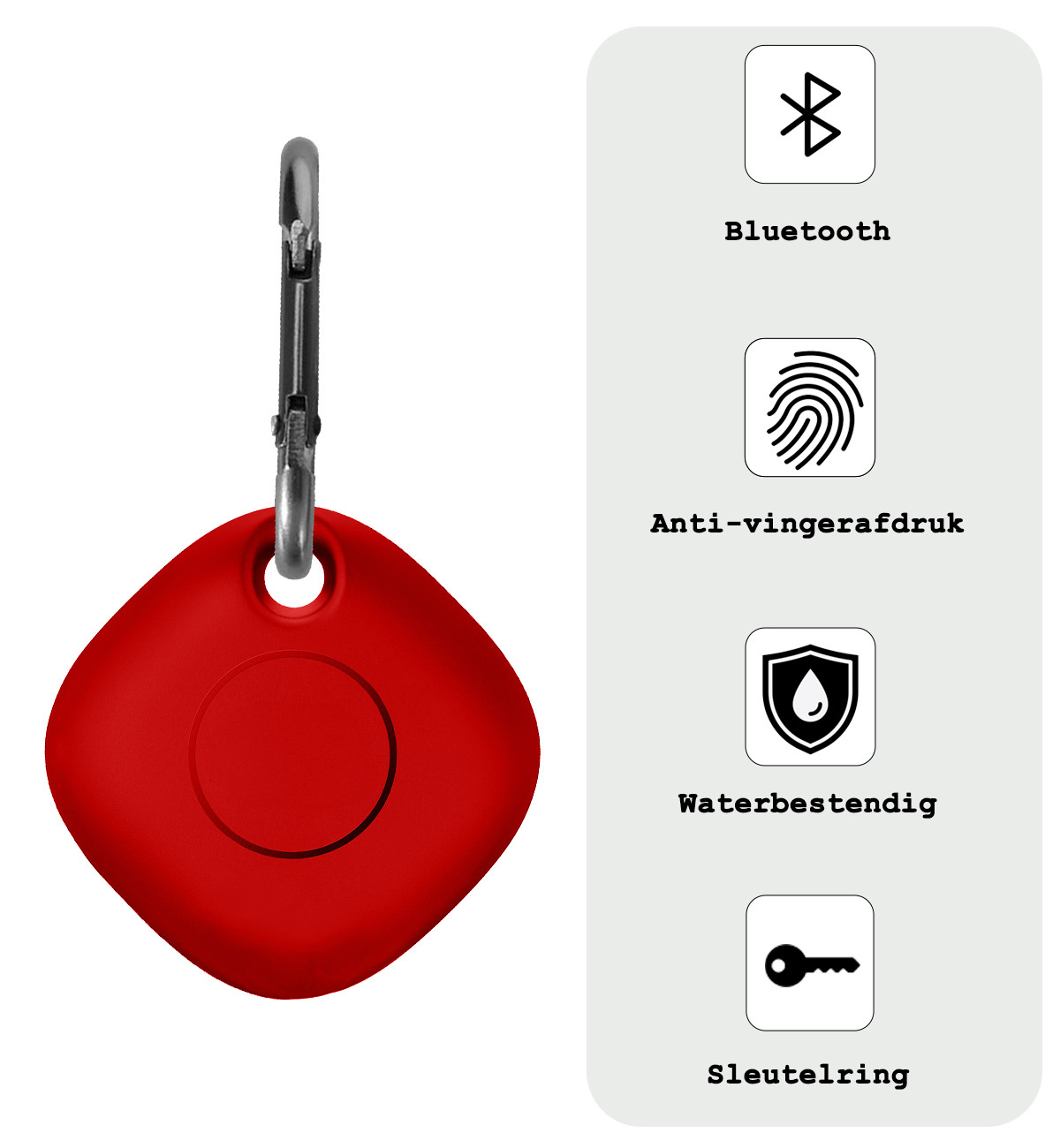 BASEY. Hoesje Geschikt voor Samsung Galaxy SmartTag Sleutelhanger Hoesje - Siliconen Houder Hoesje Geschikt voor Samsung Galaxy SmartTag Hoes Hoesje Case - Rood