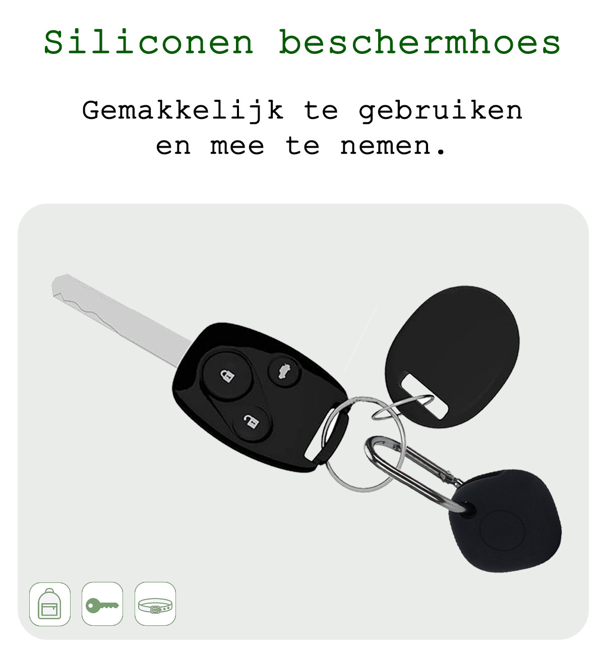 BASEY. Hoesje Geschikt voor Samsung Galaxy SmartTag Sleutelhanger Hoesje - Siliconen Houder Hoesje Geschikt voor Samsung Galaxy SmartTag Hoes Hoesje Case - Zwart
