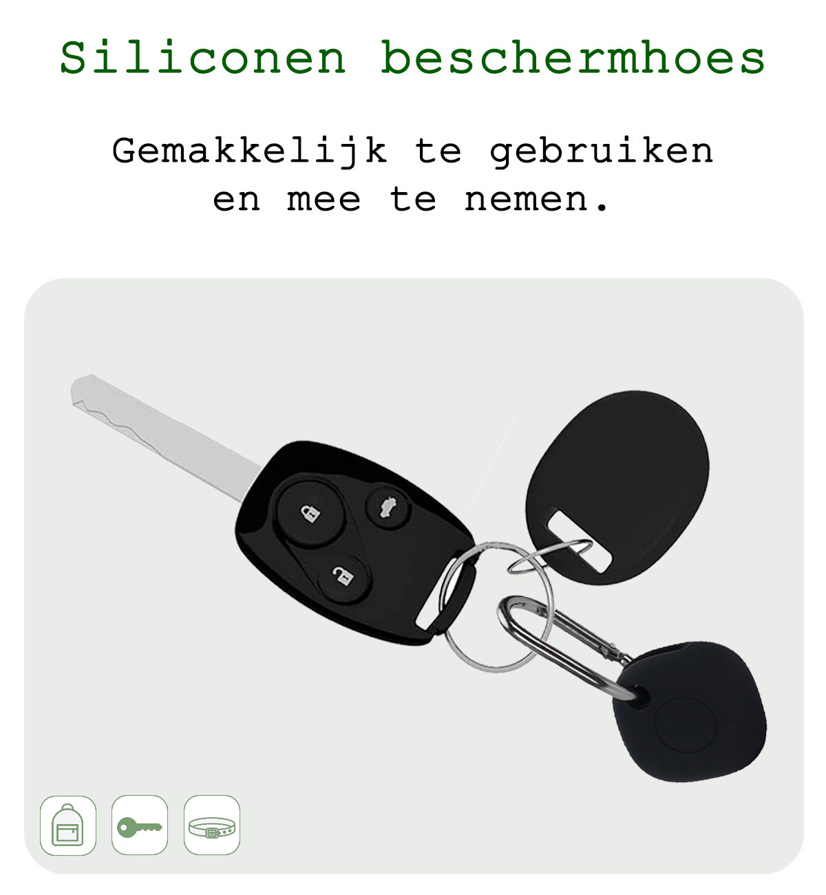 BASEY. Hoesje Geschikt voor Samsung Galaxy SmartTag+ Sleutelhanger Hoesje - Siliconen Houder Hoesje Geschikt voor Samsung Galaxy SmartTag+ Hoes Hoesje Case - Zwart
