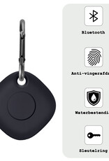 BASEY. Hoesje Geschikt voor Samsung Galaxy SmartTag+ Sleutelhanger Hoesje - Siliconen Houder Hoesje Geschikt voor Samsung Galaxy SmartTag+ Hoes Hoesje Case - Zwart