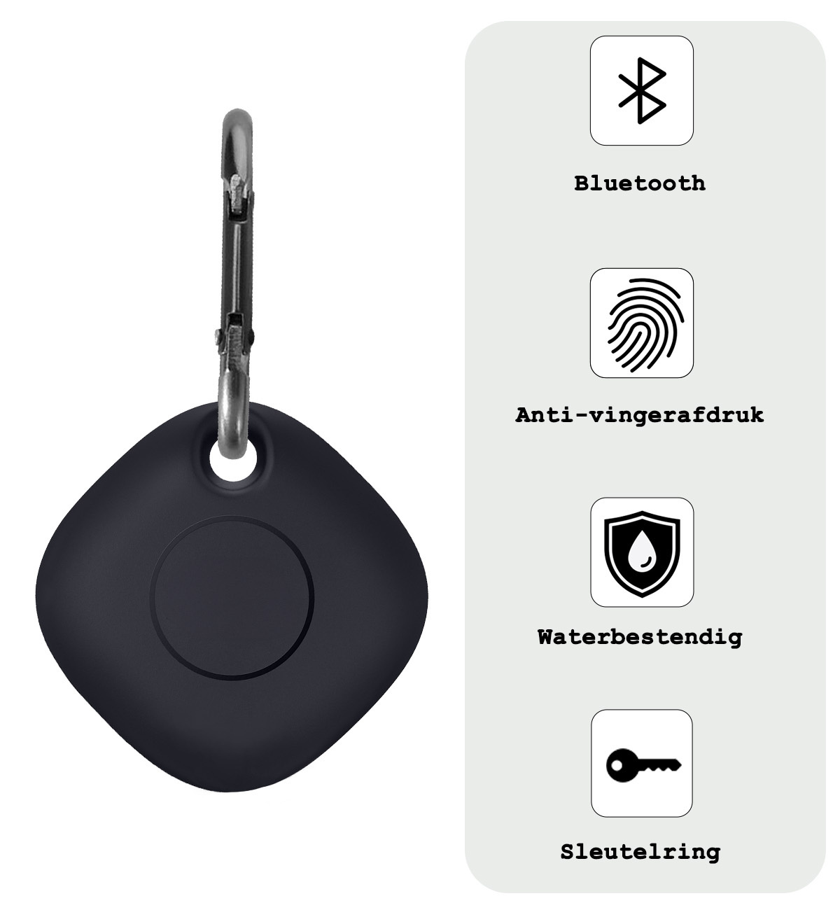 BASEY. Hoesje Geschikt voor Samsung Galaxy SmartTag+ Sleutelhanger Hoesje - Siliconen Houder Hoesje Geschikt voor Samsung Galaxy SmartTag+ Hoes Hoesje Case - Zwart