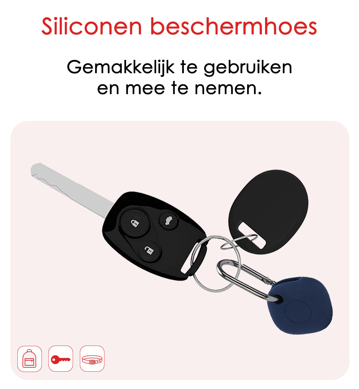 NoXx Hoesje Geschikt voor Samsung Galaxy SmartTag+-Sleutelhanger Houder Siliconen Hoes - Hoes Geschikt voor Samsung Galaxy SmartTag+ Hoesje - Donkerblauw