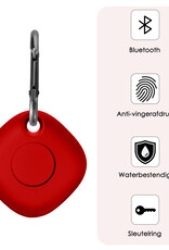 NoXx Hoesje Geschikt voor Samsung Galaxy SmartTag+-Sleutelhanger Houder Siliconen Hoes - Hoes Geschikt voor Samsung Galaxy SmartTag+ Hoesje - Rood