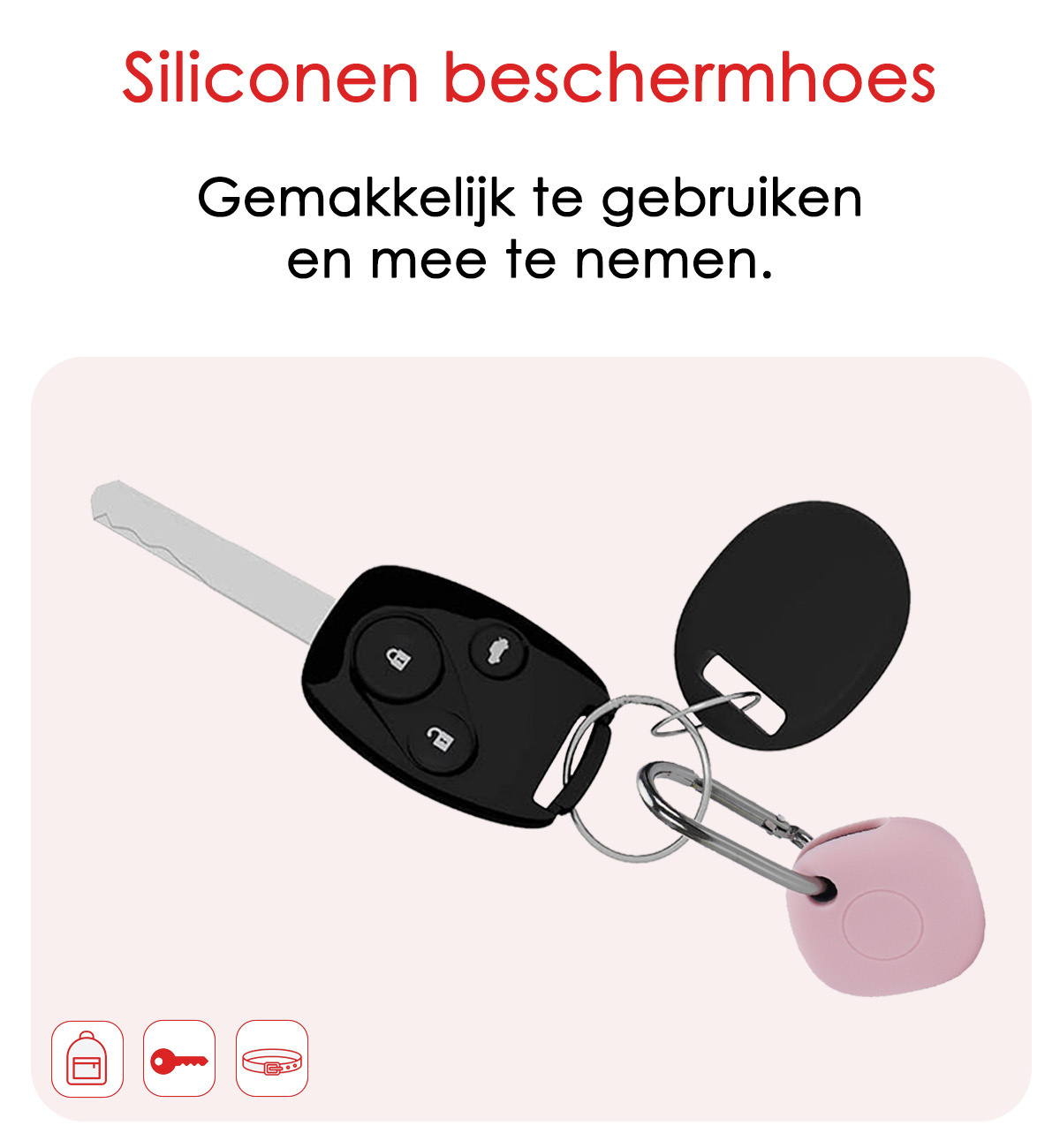 NoXx Hoesje Geschikt voor Samsung Galaxy SmartTag+-Sleutelhanger Houder Siliconen Hoes - Hoes Geschikt voor Samsung Galaxy SmartTag+ Hoesje - Roze