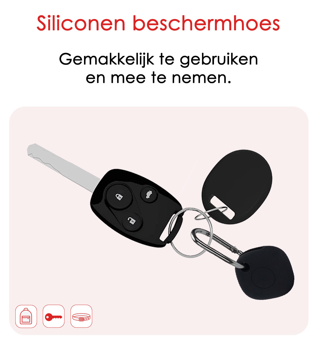 NoXx Hoesje Geschikt voor Samsung Galaxy SmartTag+-Sleutelhanger Houder Siliconen Hoes - Hoes Geschikt voor Samsung Galaxy SmartTag+ Hoesje - Zwart