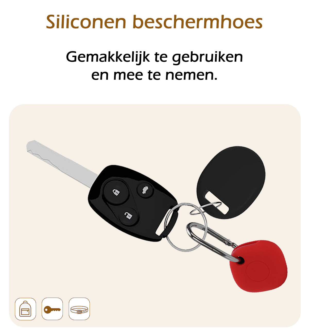 Nomfy Hoesje Geschikt voor Samsung Galaxy SmartTag+ Sleutelhanger Hoes Hoesje Siliconen - Siliconen Hoesje Geschikt voor Samsung Galaxy SmartTag+-Sleutelhanger Hoesje - Rood