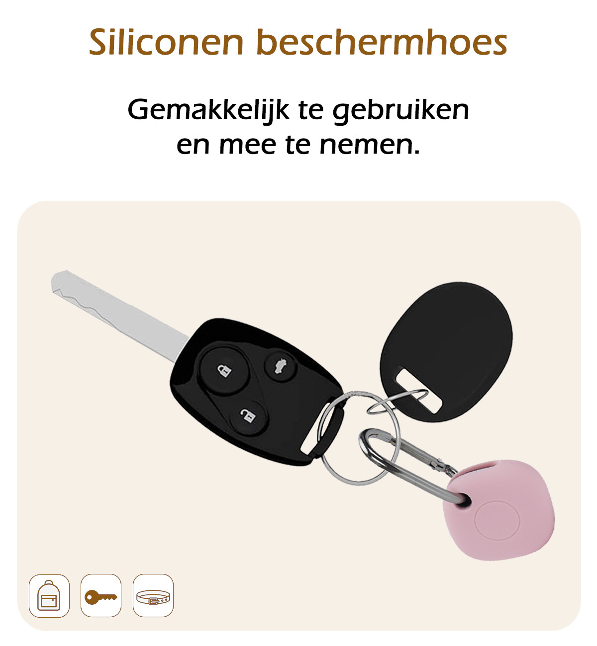 Nomfy Hoesje Geschikt voor Samsung Galaxy SmartTag+ Sleutelhanger Hoes Hoesje Siliconen - Siliconen Hoesje Geschikt voor Samsung Galaxy SmartTag+-Sleutelhanger Hoesje - Roze