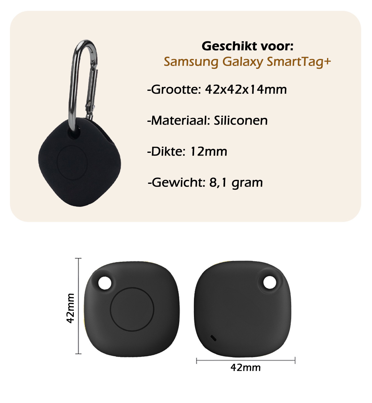 Nomfy Hoesje Geschikt voor Samsung Galaxy SmartTag+ Sleutelhanger Hoes Hoesje Siliconen - Siliconen Hoesje Geschikt voor Samsung Galaxy SmartTag+-Sleutelhanger Hoesje - Zwart