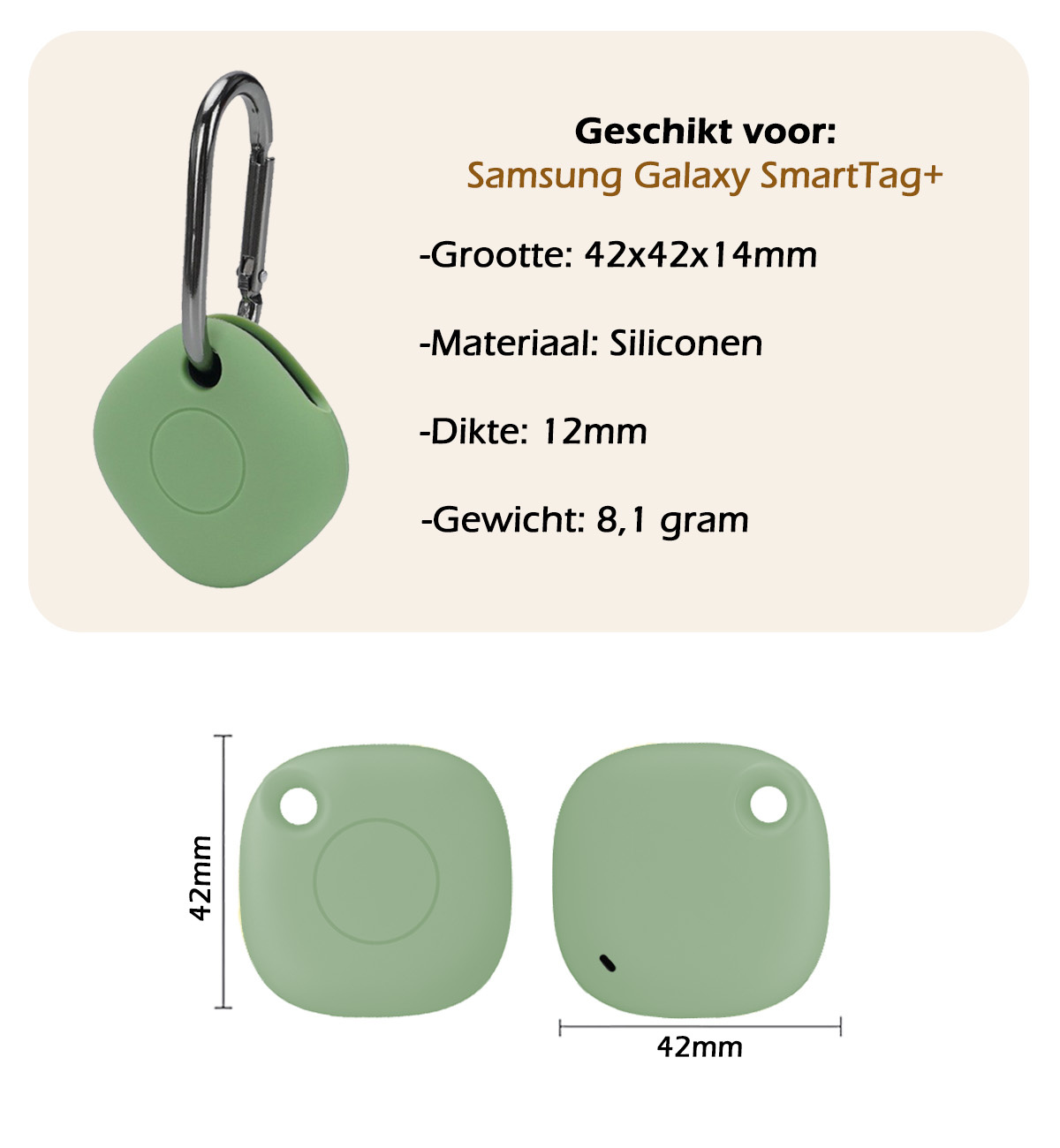 Nomfy Hoesje Geschikt voor Samsung Galaxy SmartTag+ Sleutelhanger Hoes Hoesje Siliconen - Siliconen Hoesje Geschikt voor Samsung Galaxy SmartTag+-Sleutelhanger Hoesje - Groen