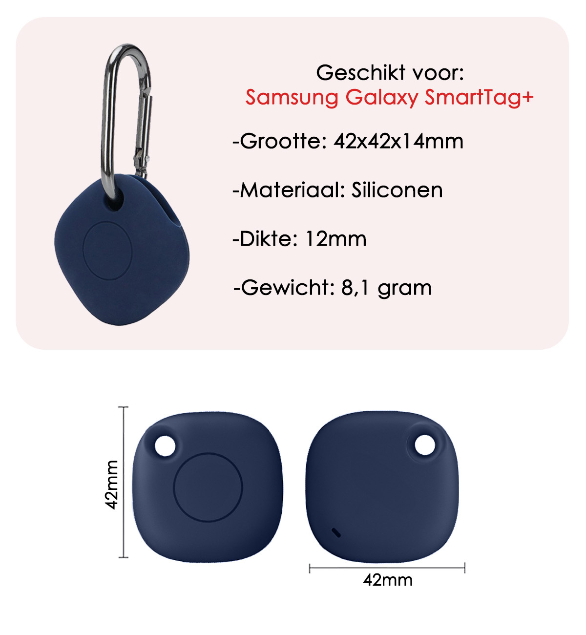 NoXx Hoesje Geschikt voor Samsung Galaxy SmartTag+-Sleutelhanger Houder Siliconen Hoes - Hoes Geschikt voor Samsung Galaxy SmartTag+ Hoesje - Donkerblauw
