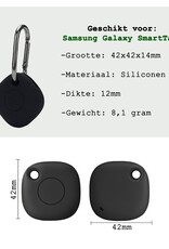 BASEY. Hoesje Geschikt voor Samsung Galaxy SmartTag+ Sleutelhanger Hoesje - Siliconen Houder Hoesje Geschikt voor Samsung Galaxy SmartTag+ Hoes Hoesje Case - Zwart