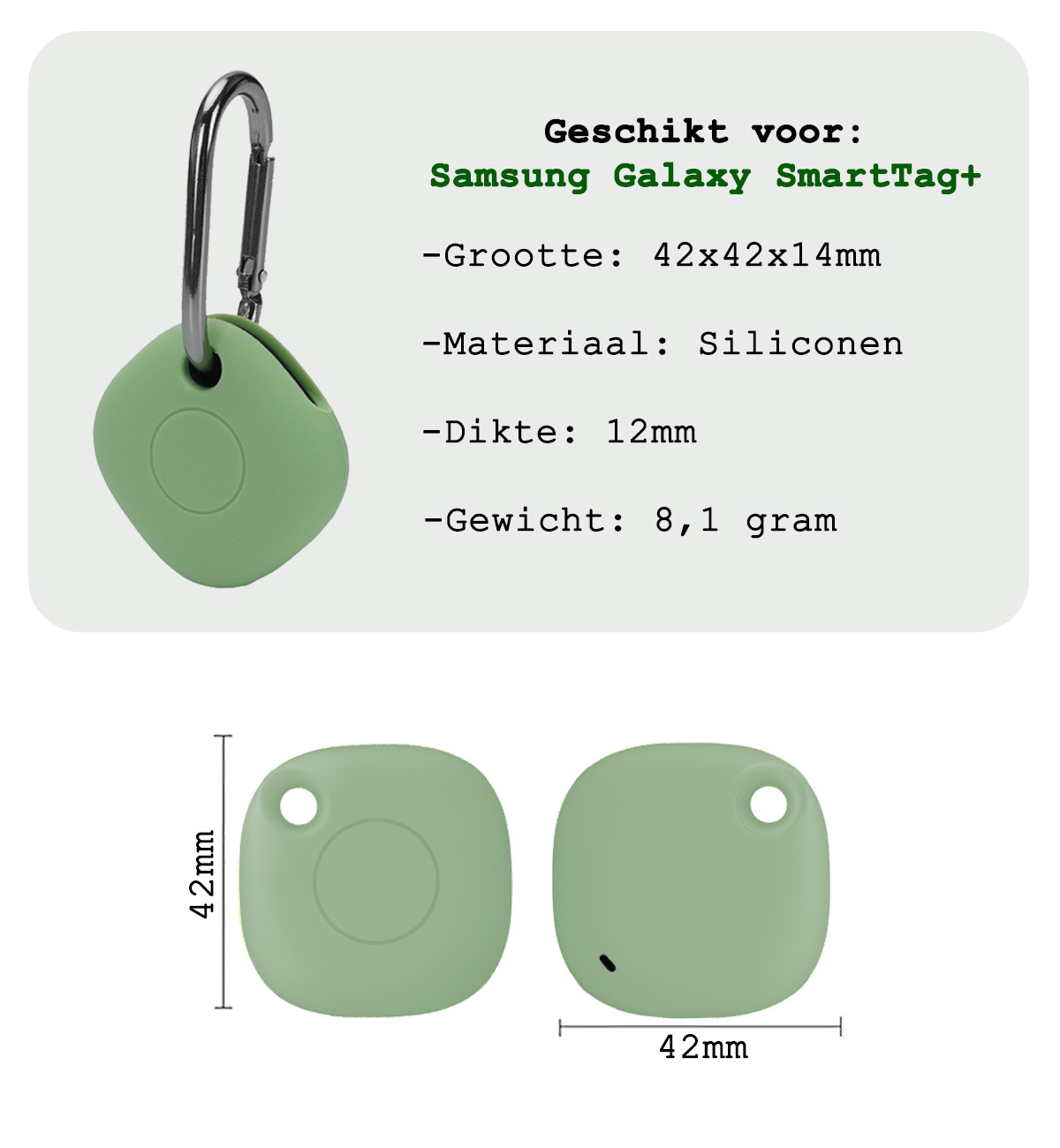 BASEY. Hoesje Geschikt voor Samsung Galaxy SmartTag+ Sleutelhanger Hoesje - Siliconen Houder Hoesje Geschikt voor Samsung Galaxy SmartTag+ Hoes Hoesje Case - Groen