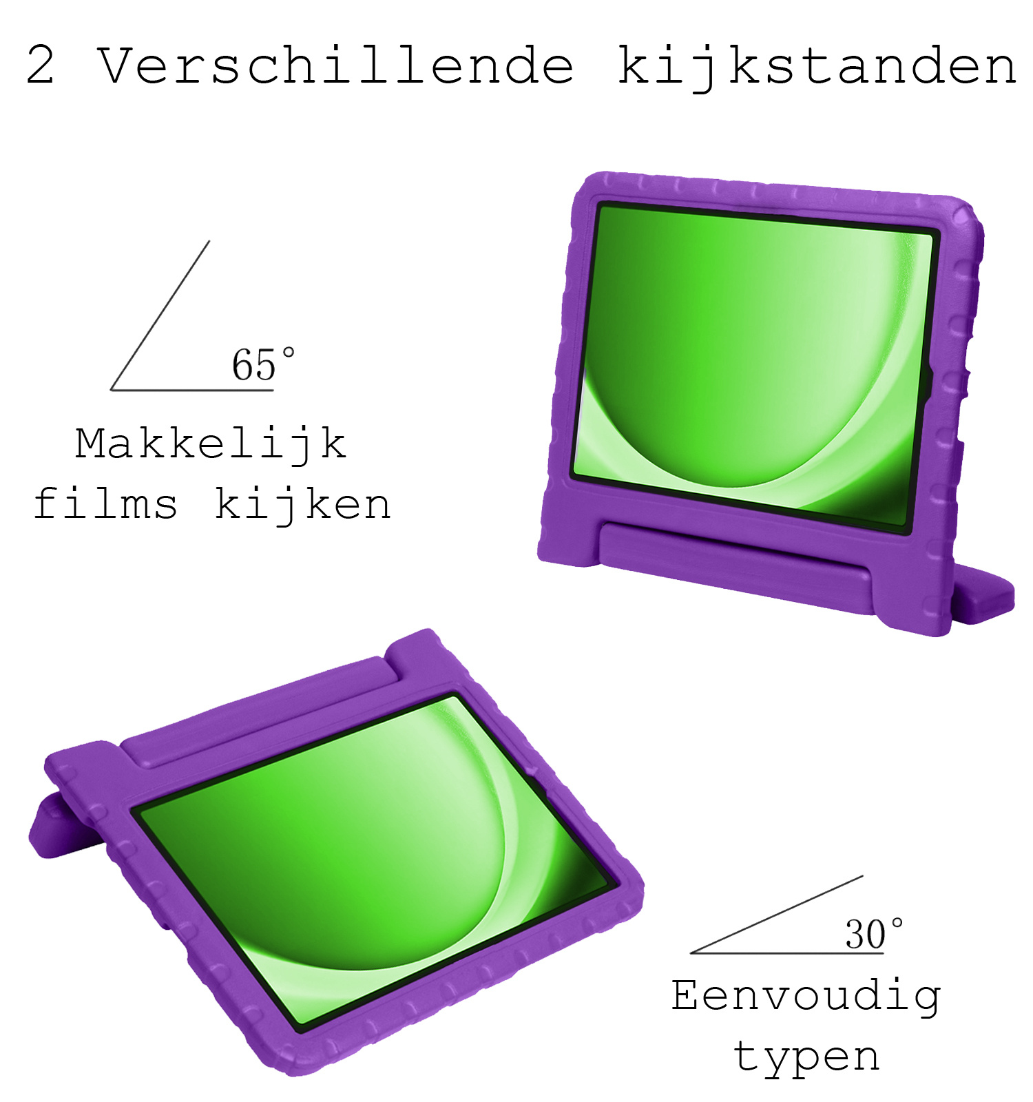 BASEY. Hoesje Geschikt voor Samsung Galaxy Tab A9 Hoesje Kinder Hoes Shockproof Kinderhoes - Kindvriendelijk Hoesje Geschikt voor Samsung Tab A9 Hoes Kids Case - Paars