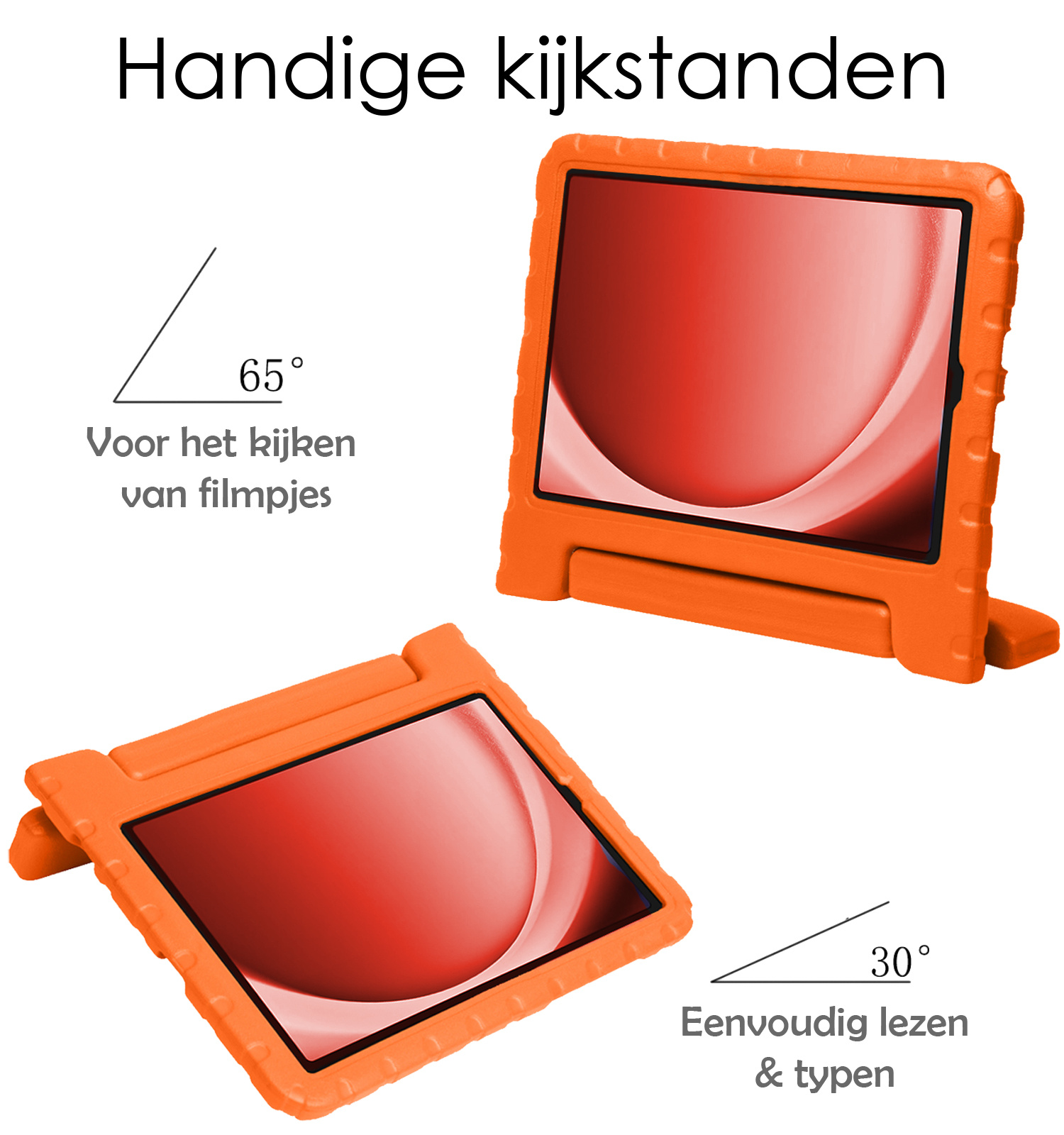 NoXx Hoesje Geschikt voor Samsung Galaxy Tab A9 Plus Hoesje Kinderhoes Shockproof Hoes Kids Case - Oranje