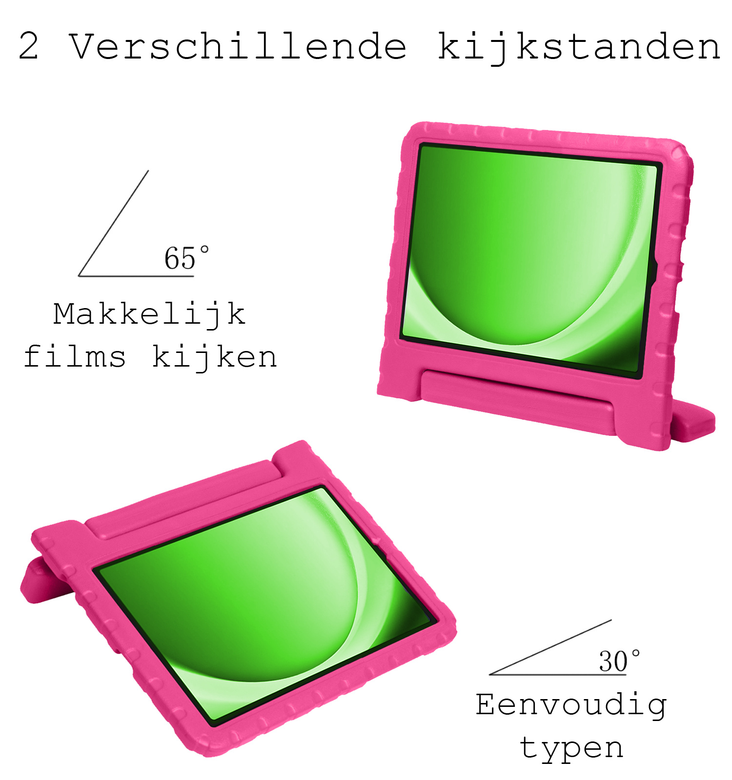 BASEY. Hoesje Geschikt voor Samsung Galaxy Tab A9 Plus Hoesje Kinder Hoes Shockproof Kinderhoes - Kindvriendelijk Hoesje Geschikt voor Samsung Tab A9 Plus Hoes Kids Case - Roze