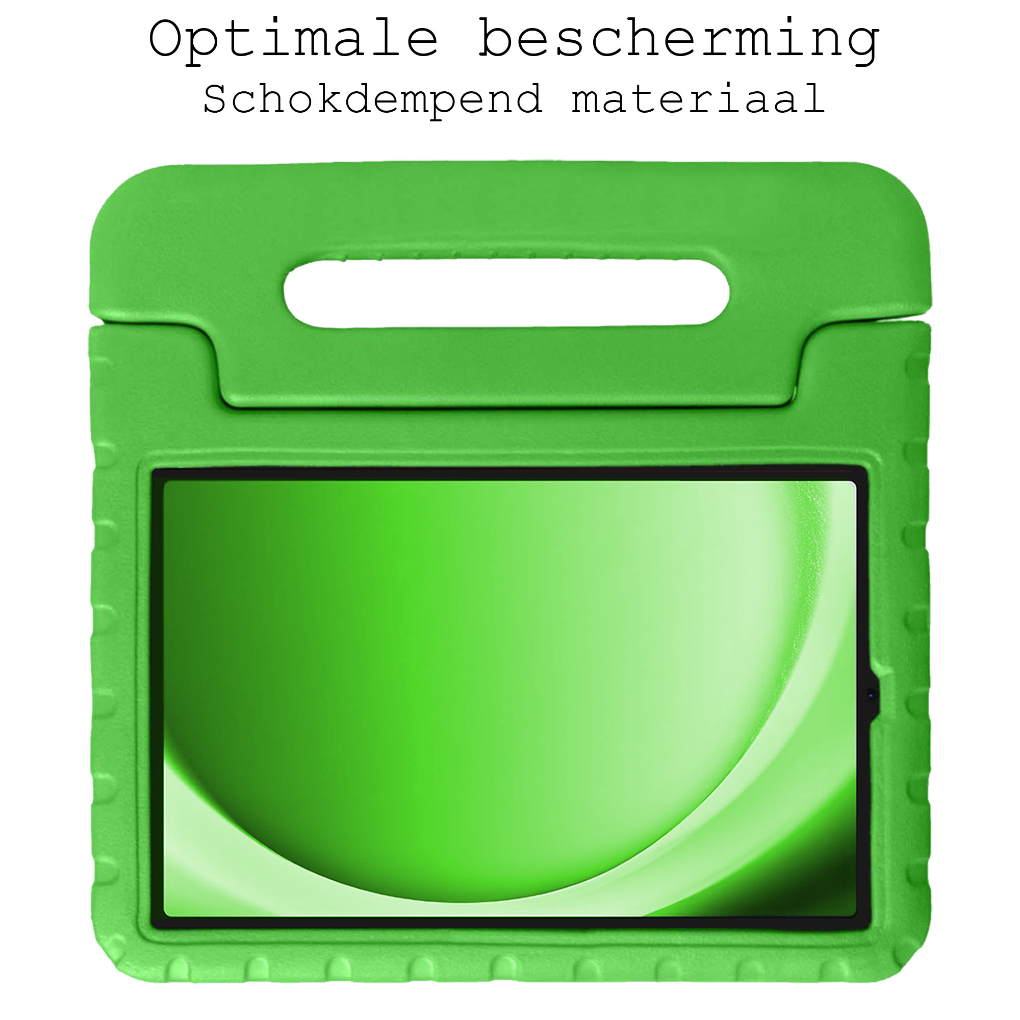 BASEY. Hoesje Geschikt voor Samsung Galaxy Tab A9 Hoesje Kinder Hoes Shockproof Kinderhoes Met Screenprotector - Kindvriendelijk Hoesje Geschikt voor Samsung Tab A9 Hoes Kids Case - Groen