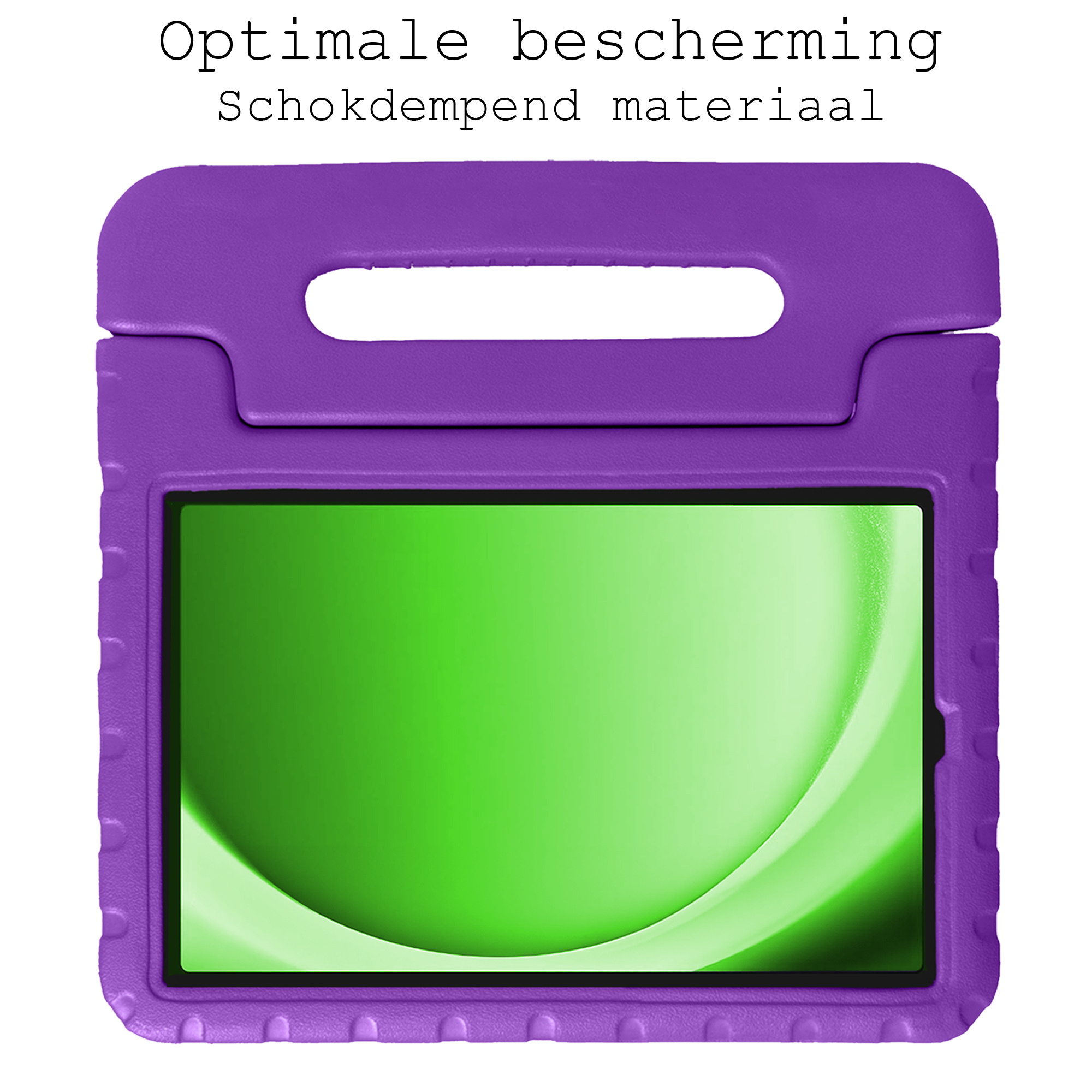 BASEY. Hoesje Geschikt voor Samsung Galaxy Tab A9 Hoesje Kinder Hoes Shockproof Kinderhoes Met Screenprotector - Kindvriendelijk Hoesje Geschikt voor Samsung Tab A9 Hoes Kids Case - Paars