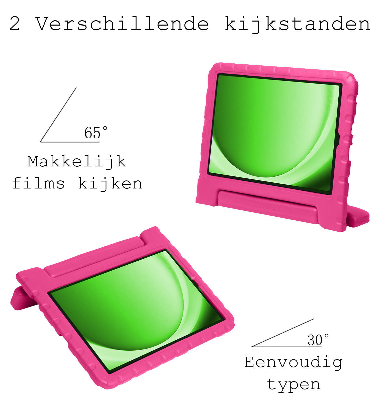 BASEY. Hoesje Geschikt voor Samsung Galaxy Tab A9 Hoesje Kinder Hoes Shockproof Kinderhoes Met Screenprotector - Kindvriendelijk Hoesje Geschikt voor Samsung Tab A9 Hoes Kids Case - Roze