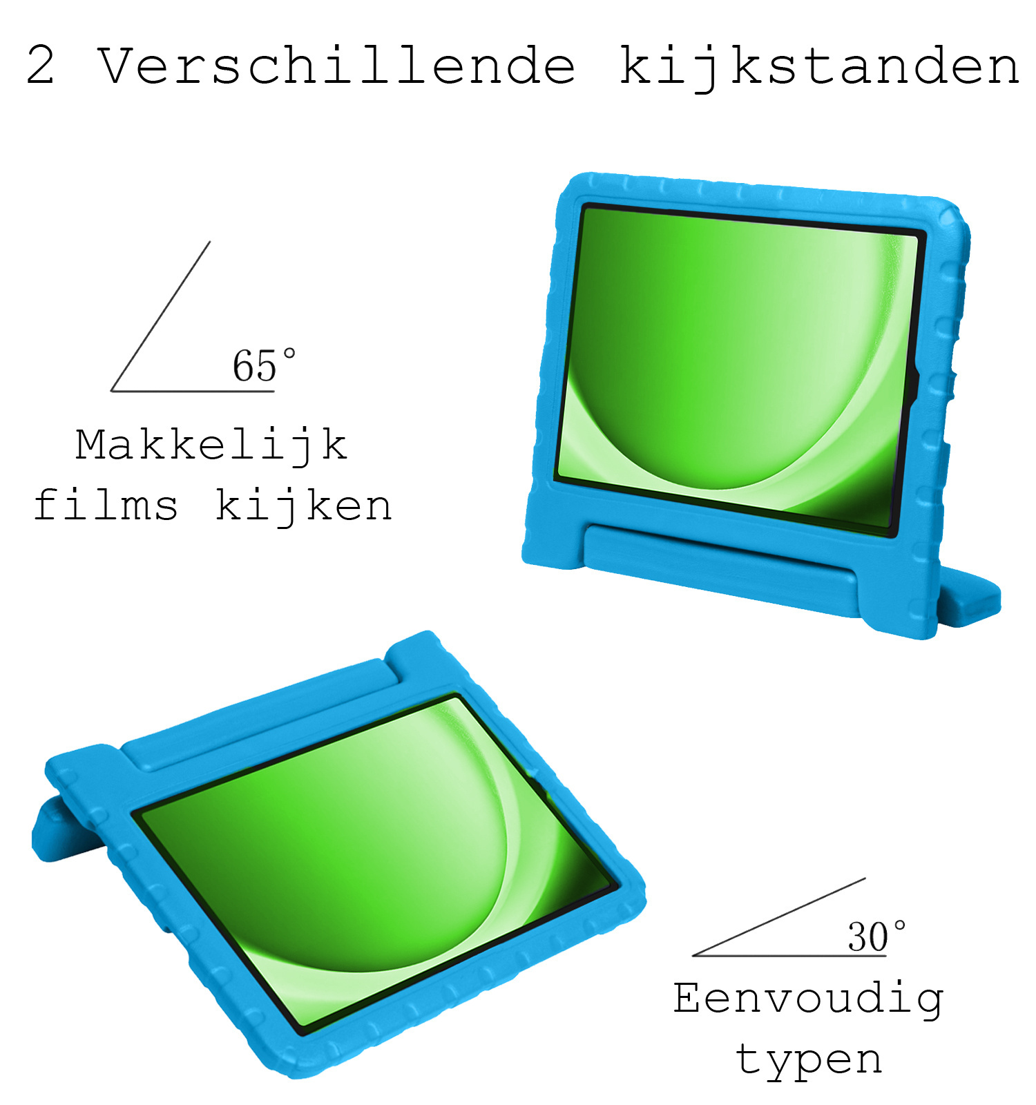 BASEY. Hoesje Geschikt voor Samsung Galaxy Tab A9 Hoesje Kinder Hoes Shockproof Kinderhoes Met 2x Screenprotector - Kindvriendelijk Hoesje Geschikt voor Samsung Tab A9 Hoes Kids Case - Blauw