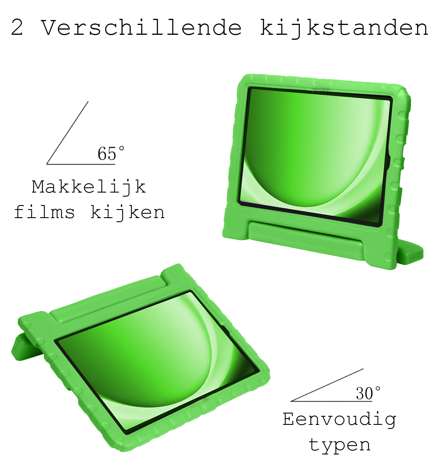 BASEY. Hoesje Geschikt voor Samsung Galaxy Tab A9 Hoesje Kinder Hoes Shockproof Kinderhoes Met 2x Screenprotector - Kindvriendelijk Hoesje Geschikt voor Samsung Tab A9 Hoes Kids Case - Groen