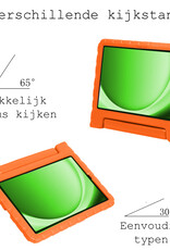 BASEY. Hoesje Geschikt voor Samsung Galaxy Tab A9 Hoesje Kinder Hoes Shockproof Kinderhoes Met 2x Screenprotector - Kindvriendelijk Hoesje Geschikt voor Samsung Tab A9 Hoes Kids Case - Oranje