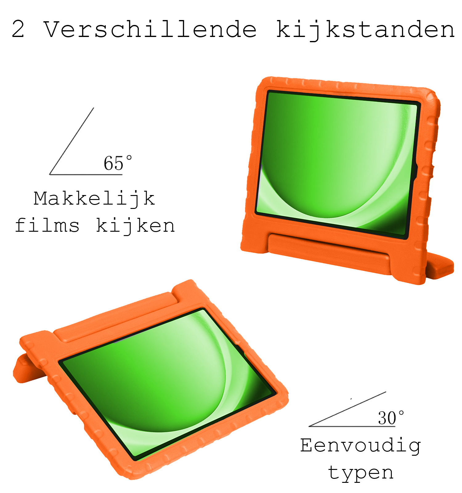 BASEY. Hoesje Geschikt voor Samsung Galaxy Tab A9 Hoesje Kinder Hoes Shockproof Kinderhoes Met 2x Screenprotector - Kindvriendelijk Hoesje Geschikt voor Samsung Tab A9 Hoes Kids Case - Oranje