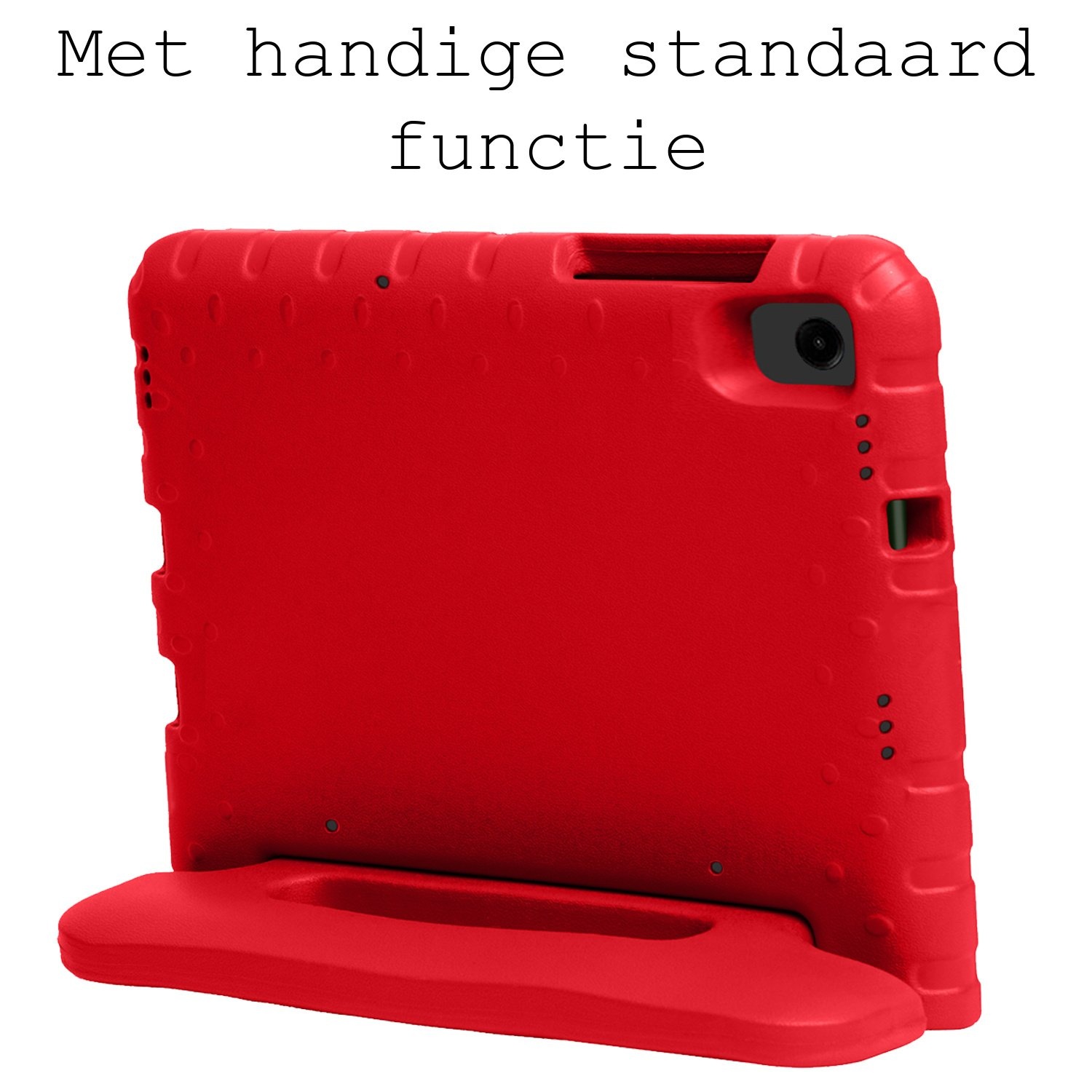 BASEY. Hoesje Geschikt voor Samsung Galaxy Tab A9 Hoesje Kinder Hoes Shockproof Kinderhoes Met 2x Screenprotector - Kindvriendelijk Hoesje Geschikt voor Samsung Tab A9 Hoes Kids Case - Rood