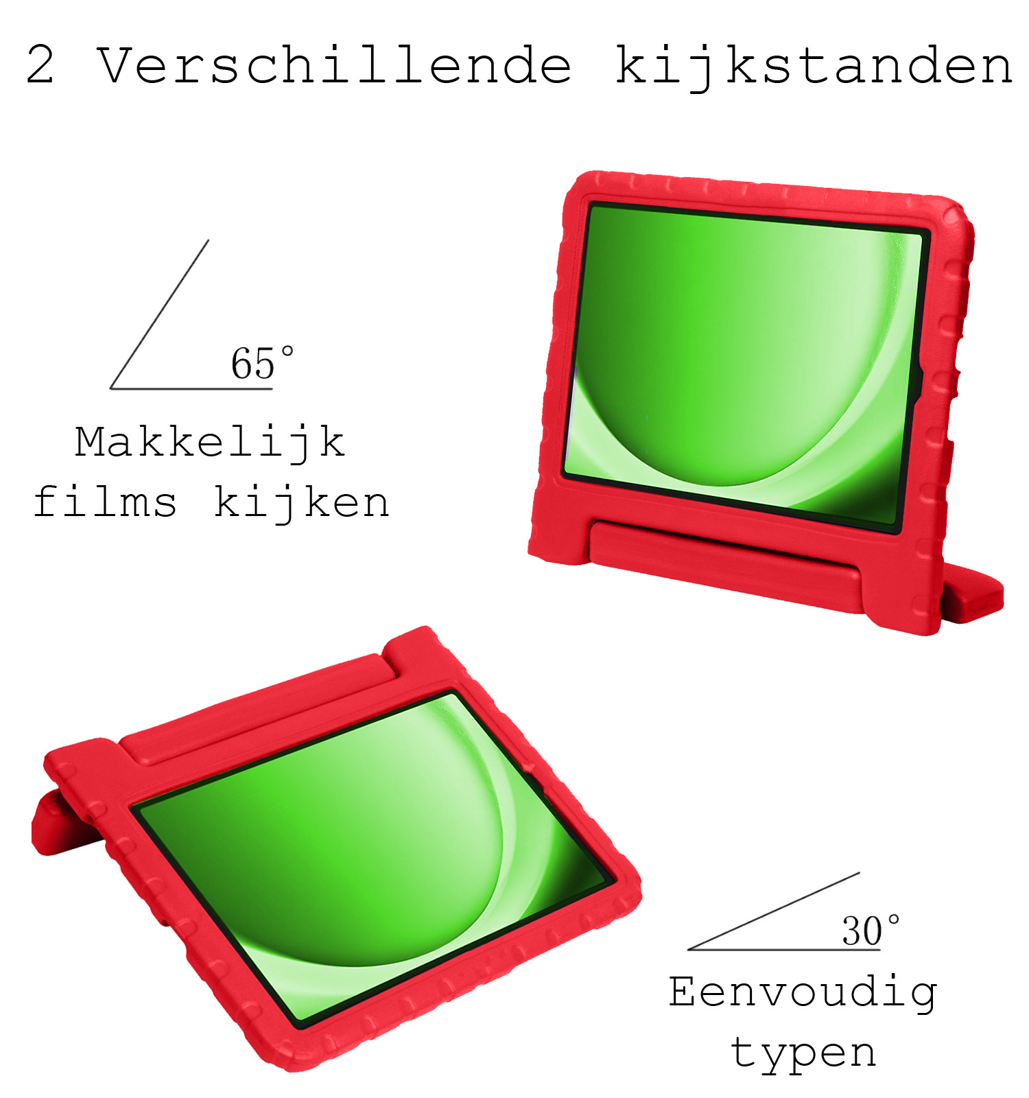 BASEY. Hoesje Geschikt voor Samsung Galaxy Tab A9 Hoesje Kinder Hoes Shockproof Kinderhoes Met 2x Screenprotector - Kindvriendelijk Hoesje Geschikt voor Samsung Tab A9 Hoes Kids Case - Rood