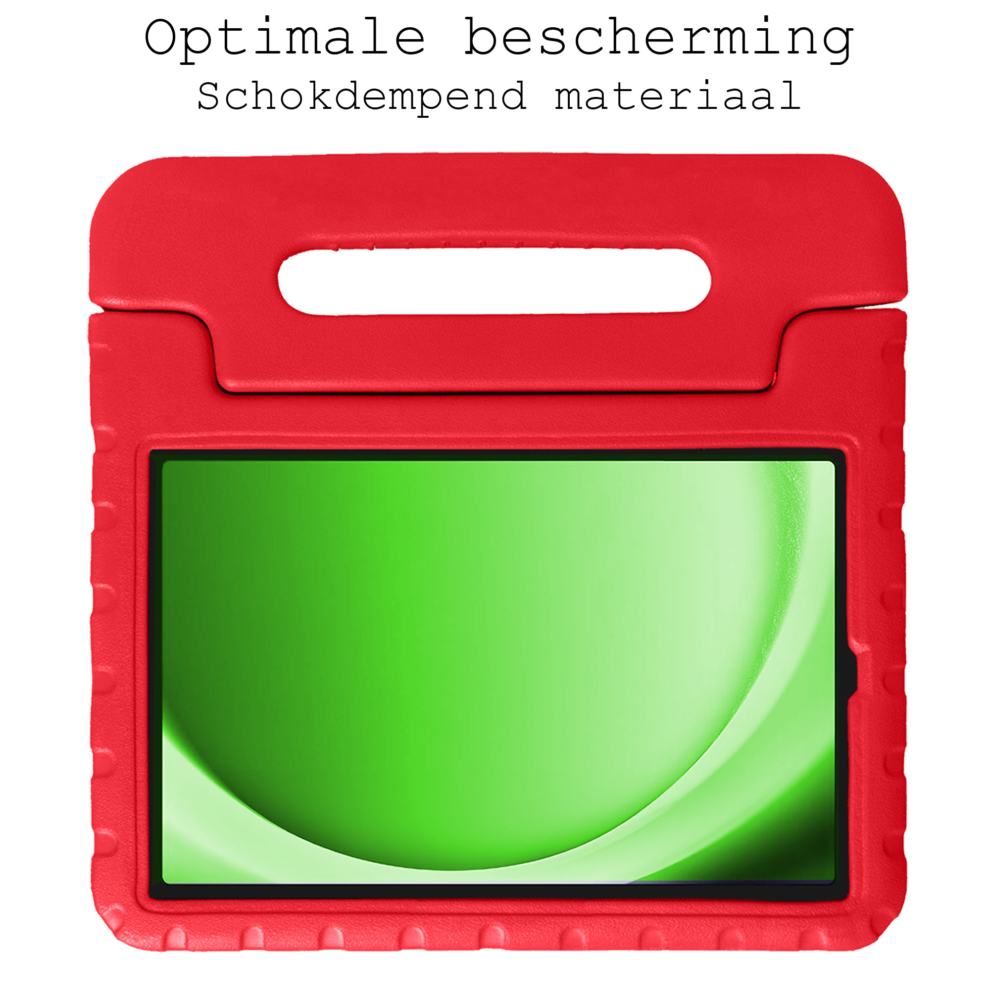 BASEY. Hoesje Geschikt voor Samsung Galaxy Tab A9 Hoesje Kinder Hoes Shockproof Kinderhoes Met 2x Screenprotector - Kindvriendelijk Hoesje Geschikt voor Samsung Tab A9 Hoes Kids Case - Rood