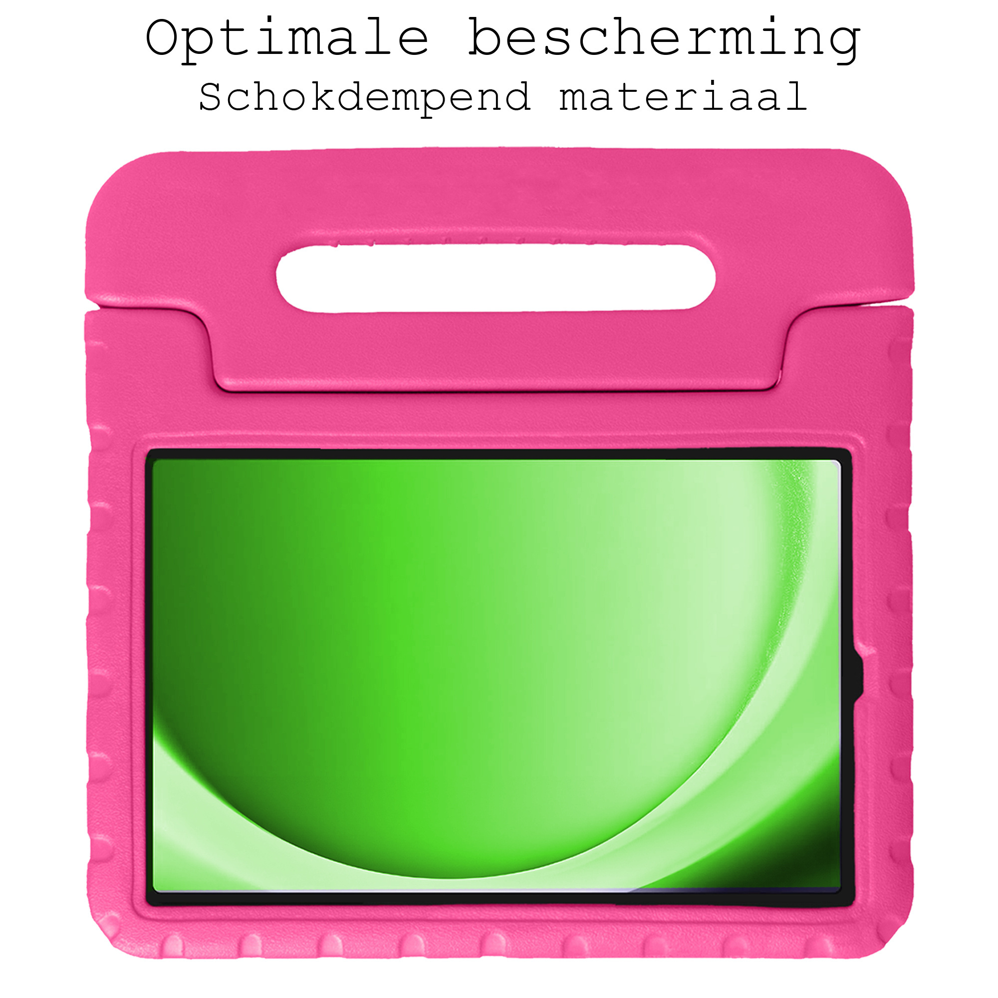 BASEY. Hoesje Geschikt voor Samsung Galaxy Tab A9 Hoesje Kinder Hoes Shockproof Kinderhoes Met 2x Screenprotector - Kindvriendelijk Hoesje Geschikt voor Samsung Tab A9 Hoes Kids Case - Roze