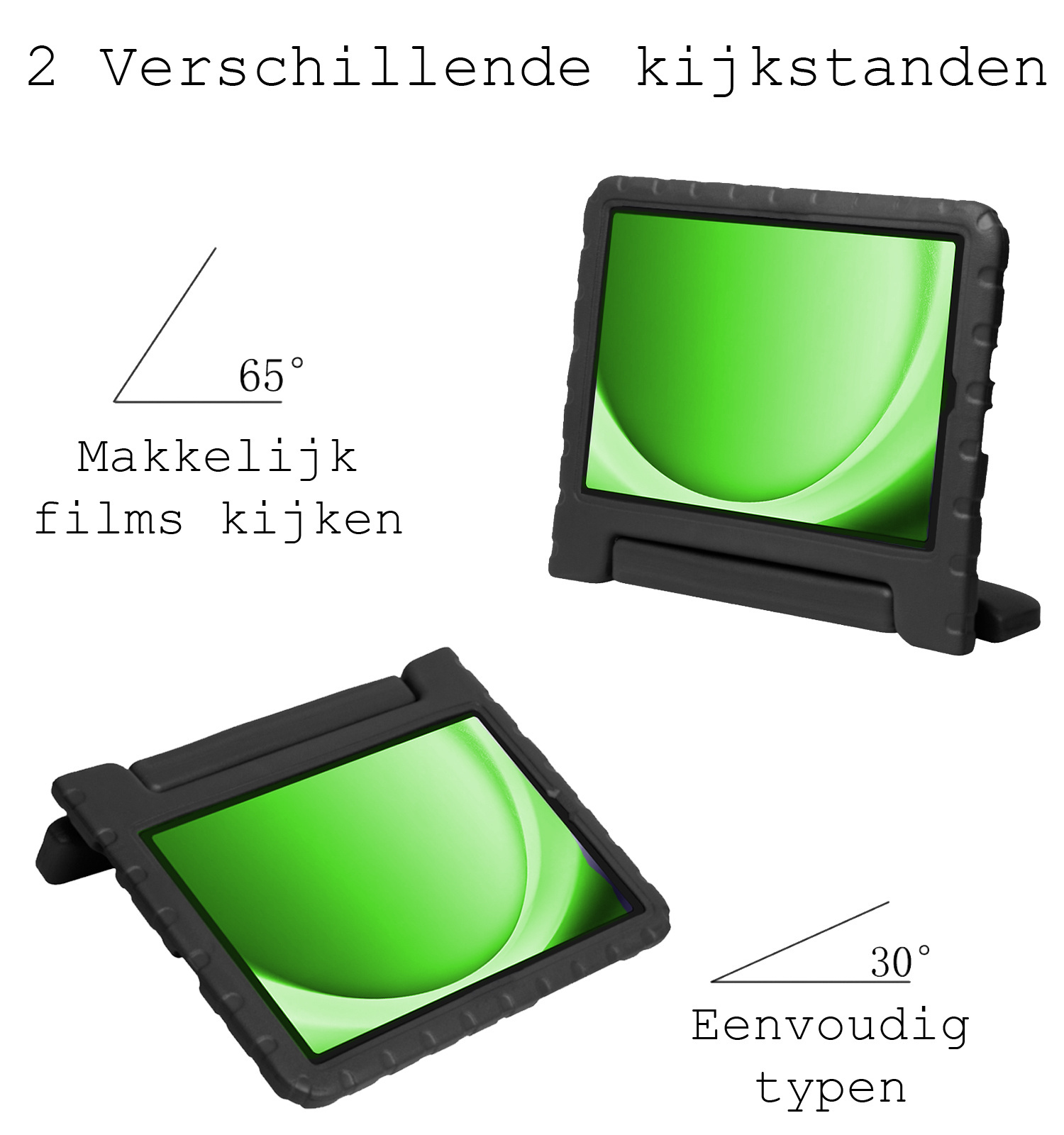 BASEY. Hoesje Geschikt voor Samsung Galaxy Tab A9 Hoesje Kinder Hoes Shockproof Kinderhoes Met 2x Screenprotector - Kindvriendelijk Hoesje Geschikt voor Samsung Tab A9 Hoes Kids Case - Zwart