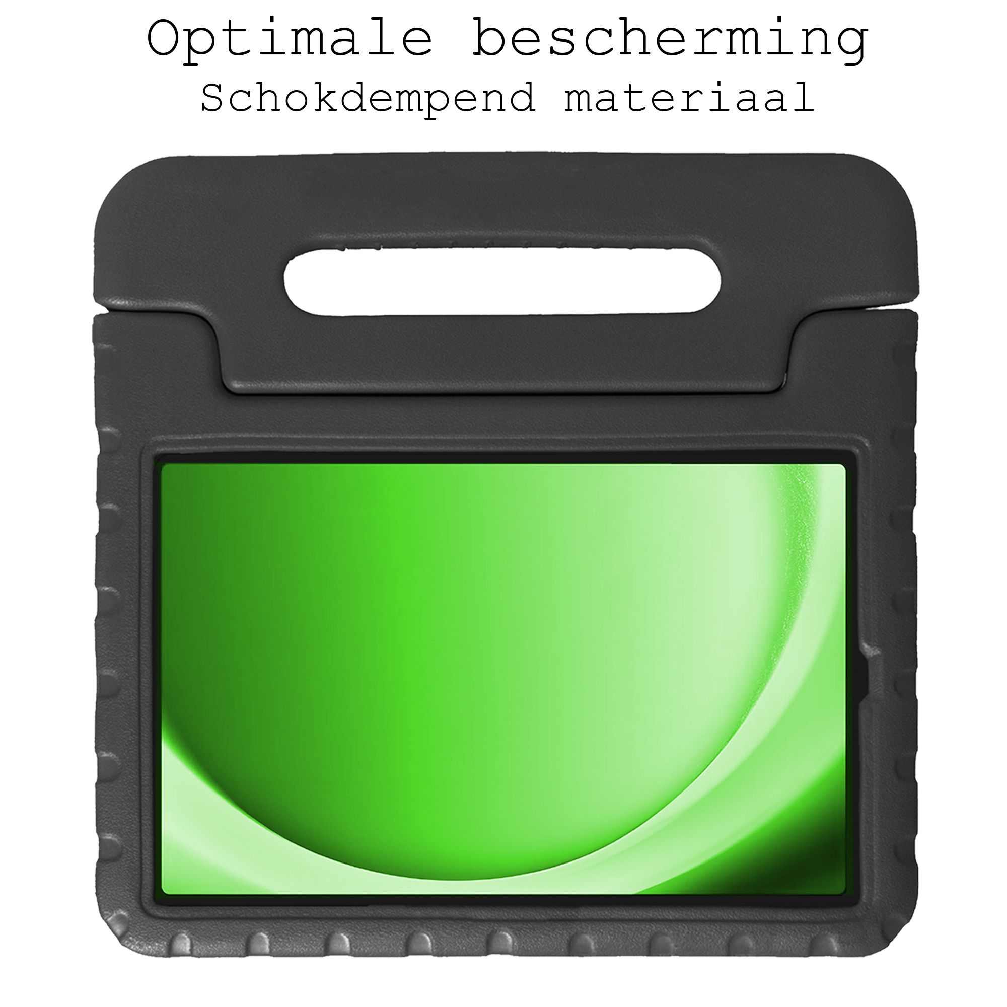 BASEY. Hoesje Geschikt voor Samsung Galaxy Tab A9 Hoesje Kinder Hoes Shockproof Kinderhoes Met 2x Screenprotector - Kindvriendelijk Hoesje Geschikt voor Samsung Tab A9 Hoes Kids Case - Zwart