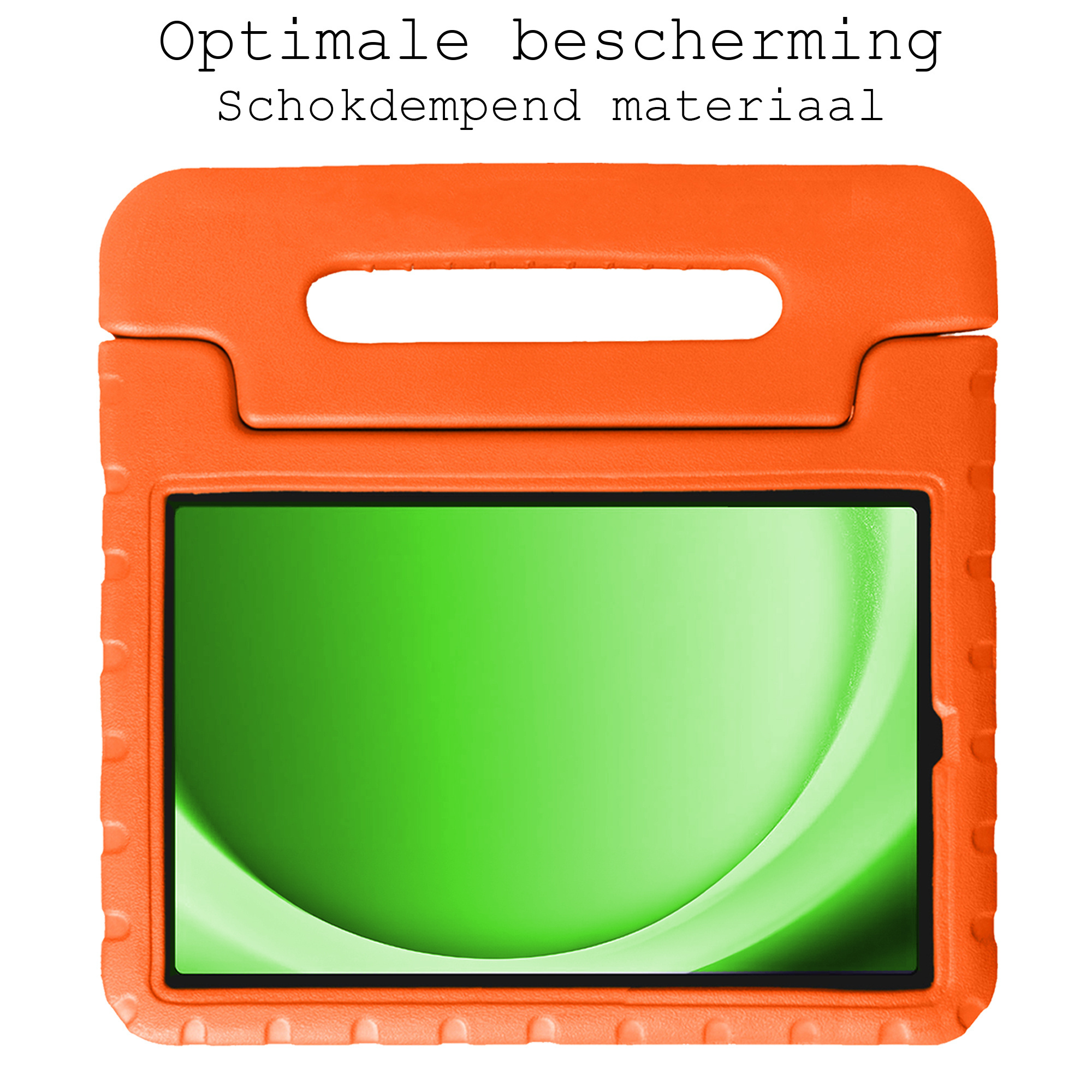 BASEY. Hoesje Geschikt voor Samsung Galaxy Tab A9 Plus Hoesje Kinder Hoes Shockproof Kinderhoes Met Screenprotector - Kindvriendelijk Hoesje Geschikt voor Samsung Tab A9 Plus Hoes Kids Case - Oranje