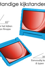 NoXx Hoesje Geschikt voor Samsung Galaxy Tab A9 Hoesje Kinderhoes Shockproof Hoes Kids Case Met 2x Screenprotector - Blauw