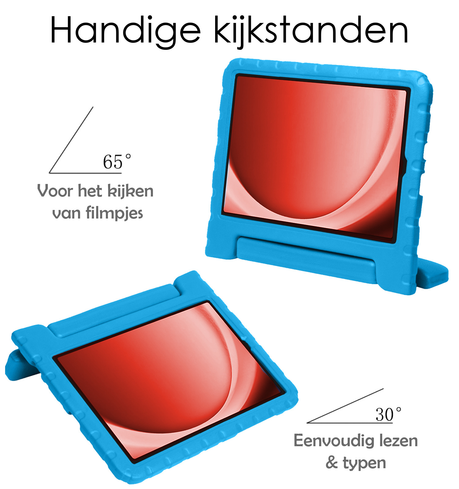 NoXx Hoesje Geschikt voor Samsung Galaxy Tab A9 Hoesje Kinderhoes Shockproof Hoes Kids Case Met 2x Screenprotector - Blauw