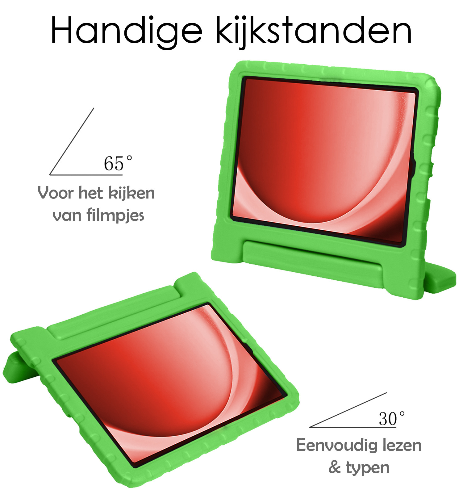 NoXx Hoesje Geschikt voor Samsung Galaxy Tab A9 Plus Hoesje Kinderhoes Shockproof Hoes Kids Case Met Screenprotector - Groen