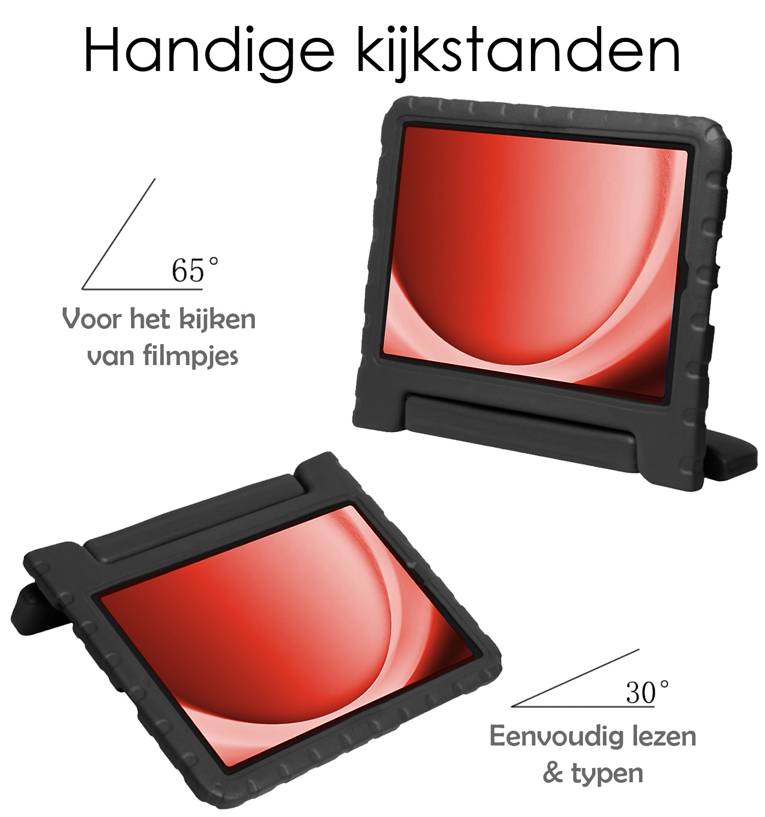 NoXx Hoesje Geschikt voor Samsung Galaxy Tab A9 Plus Hoesje Kinderhoes Shockproof Hoes Kids Case Met Screenprotector - Zwart