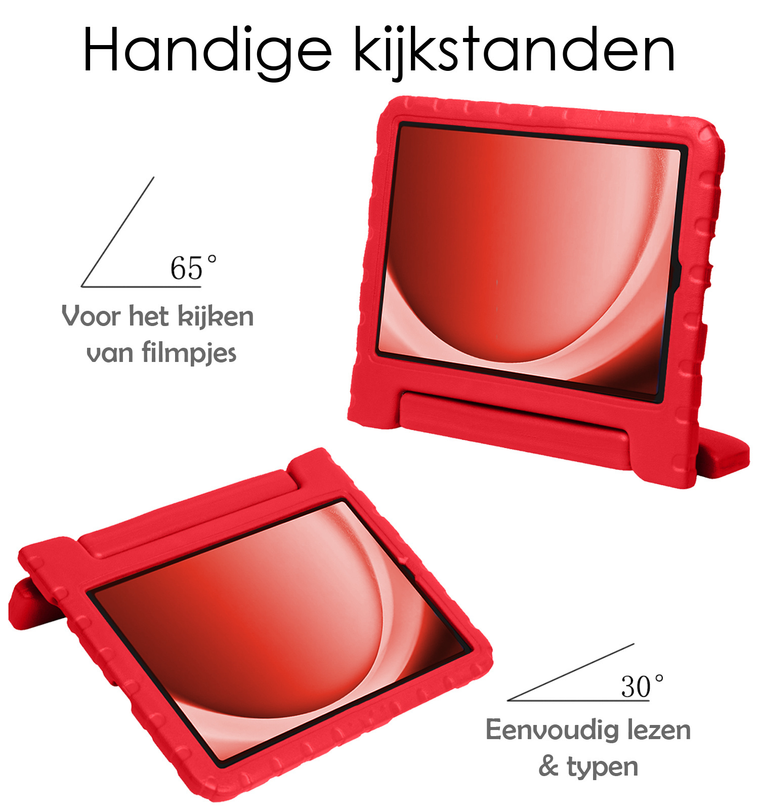 NoXx Hoesje Geschikt voor Samsung Galaxy Tab A9 Plus Hoesje Kinderhoes Shockproof Hoes Kids Case Met 2x Screenprotector - Rood