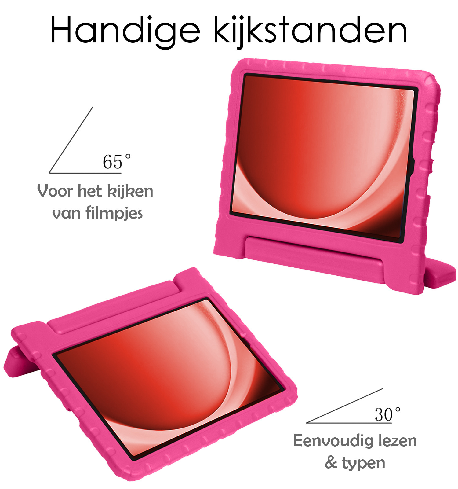 NoXx Hoesje Geschikt voor Samsung Galaxy Tab A9 Plus Hoesje Kinderhoes Shockproof Hoes Kids Case Met 2x Screenprotector - Roze